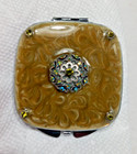 Compact Case Vintage Enamel With Rhinestones    Never Used  Vanity