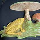 Vtg 1970   s Mushrooms   Frog Plastic Wall Art 17    Mcm Retro Dart Ind  Usa  Made