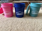 Lot Of 3 Lowe   s Mini Buckets W  Lids Pink And Teal  Blue No Lid   Free Shipping 