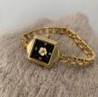 Gold French Vintage Style Flower Unique Dainty Women   s Wrist Watch
