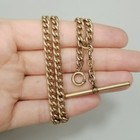 Vintage Yellow Gold Filled T Bar Watch Chain 16 Inch Necklace Dog Clip Jfs Sons