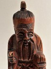 Vintage Hand Carved Vintage Wooden Oriental Asian Old Wise Man Figurine