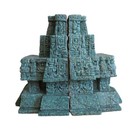 Vintage Mayan Aztec Pyramid Bookends Crushed Green Stone Malachite Temple Set