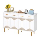 Modern 55  Sideboard Buffet With Drawers Storage Bar Cabinet Carved Design Doors
