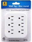 6 Outlet Wall Outlet Adapter Multi Plug Power Splitters Electrical Tap In 2 Pack