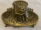 Vintage Antique Brass Art Nouveau Solid Brass Decorative Inkwell