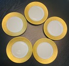 Set Of 5 Antique Kpm Royal Berlin Golden Encrusted Salad Desert Plates 6    Rare 