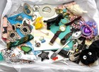 Vintage -now Junk Drawer Lot Bundle Spoons Cards Figurine Jewelry Fabric Watch