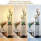 Boho Floor Lamp With Shelves  3-lights Farmhouse Tall Floor Black-rattan Shade