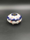 Vintage Hair Receiver Porcelain Hand Painted Lidded Dish Dresser Vanity Floral