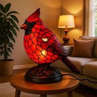 Cardinal Lamp  Red Resin Birds Night Light  Handmade Resin Table Lamp For Christ
