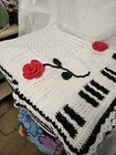 Handmade Crochet Afghan Roses Black And White Large Throw