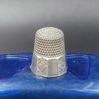 Antique Stern Bros Sterling Silver Thimble Panel And Diamond Flower Design