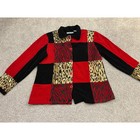Vtg Eclectic Classics Patchwork Jacket Womens Large Red Black Animal Print Excel
