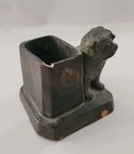 Vintage Clay Dog Match Holder Small Us 1441