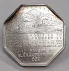 2014  50 1 Troy Oz Silver Lesher Dollar Octagonal Trade Token Unc W toning