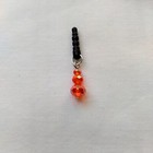 Orange Bead Universal Cell Phone Charm Anti Dust Proof Plug Ear Cap Jack Artisan