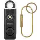 Police Personal Alarm Keychain Emergency Siren Flashlight Rechargeable Black