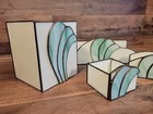 Rare Vintage Art Deco Stained Glass Bathroom Vanity Set Of 4 Complete Set 