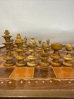 Mid 20th Century Eastern European Wooden Chess Set Wfolding Inlaid Chess Board