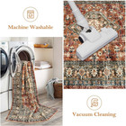 Brick Red Oriental Hallway Runner Rug 2 5x12 - Soft   Washable Carpet