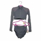 Baltogs Gray Mesh Long Sleeve Two-piece Charcoal Dance Dancewear Outfit Nwt Cl