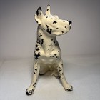 Vintage Unmarked 10    Tall Ceramic Great Dane Statue Black   White Speckle