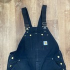 Vintage Carhartt R02 Blk Overall Black Canvas Bib Double Knee 42x30 Made In Usa