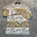 Vintage Women   s Ornate Cottage Core Floral Shabby Chic Feminine Sweater Medium