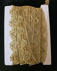 9  Yards Nos Antique French Gold Metallic Scalloped Lace Trim Yardage  Edging