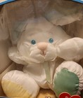 1988 Fisher Price Puffalump Bunny Rabbit Rattle Nylon Plush White Pastel Vintage