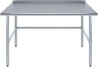 Stainless Steel Metal Food Prep Work Table Open Base With 1 5  Backsplash