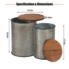 Poofzy Farmhouse End Tables Set Of 2 Galvanized Metal Decor Side Table Wood Lid