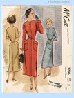 1940s Vintage Mccall Sewing Pattern 7796 Stunning Misses Street Dress Sz 34 Bust