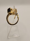 Vintage Monet Goldtone And Black Enamel Clip-on Hoop Earrings 