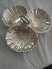 Antique Silver Plated Serving Tray With  3 Compartments 1900 -clam Shell