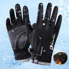Mens Winter Warm Fleece Gloves Windproof Waterproof Touch Screen Gloves Black