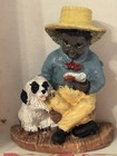 Lot Of 5 Vintage Black Americana Resin Figurine Magnets     boys And Their Pets   
