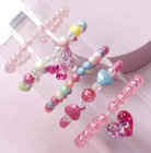 5 Pc Girl Butterfly Heart Love Pendant Multi-color Beaded Bracelets New 8270