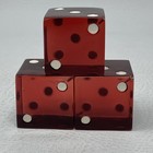 Vintage Jumbo Cherry Red Translucent 1 5 Inch Dice Set Of 3 Gambling 176 Grams