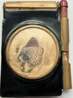 Antique Brass Miniature Notebook Real Butterfly Original Paper Locking Pencil