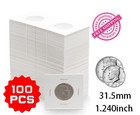 100pcs 31 5mm Coin Holders 2x2 Cardboard Mylar Flips Coin Storage Supplies