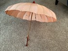 Antique Parasol Pagoda Style Umbrella Carved Bakelite Amber Works  Sunset Orange