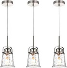 3-light Pendant Lights Brushed Nickel Hammered Glass  Kitchen Dining Room 