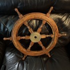 24 brass Wooden Vintage Ship Steering Wheel Pirate D  cor Wood Fishing Wall Boat