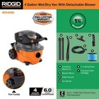 Ridgid Wet Dry Vacuum Blower Port Portable Cleaner Shop Vac 4 Gallon 5 0 Peak Hp