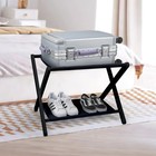 Vasmia Lrb001 Bamboo Folding Suitcase Stand With Storage Shelf Black