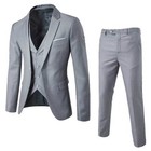 Men 3-piece Suit Blazer Slim Fit Tuxedo With One Button Jacket Vest Pants Set