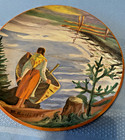 Vintage 1952 Helsinki Olympic Era Finnish Folk Art Painted Birch Plate  Signed
