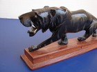 Vintage 11  Roaring Black Panther Figurine Handmade Of Real Buffalo Horn India
